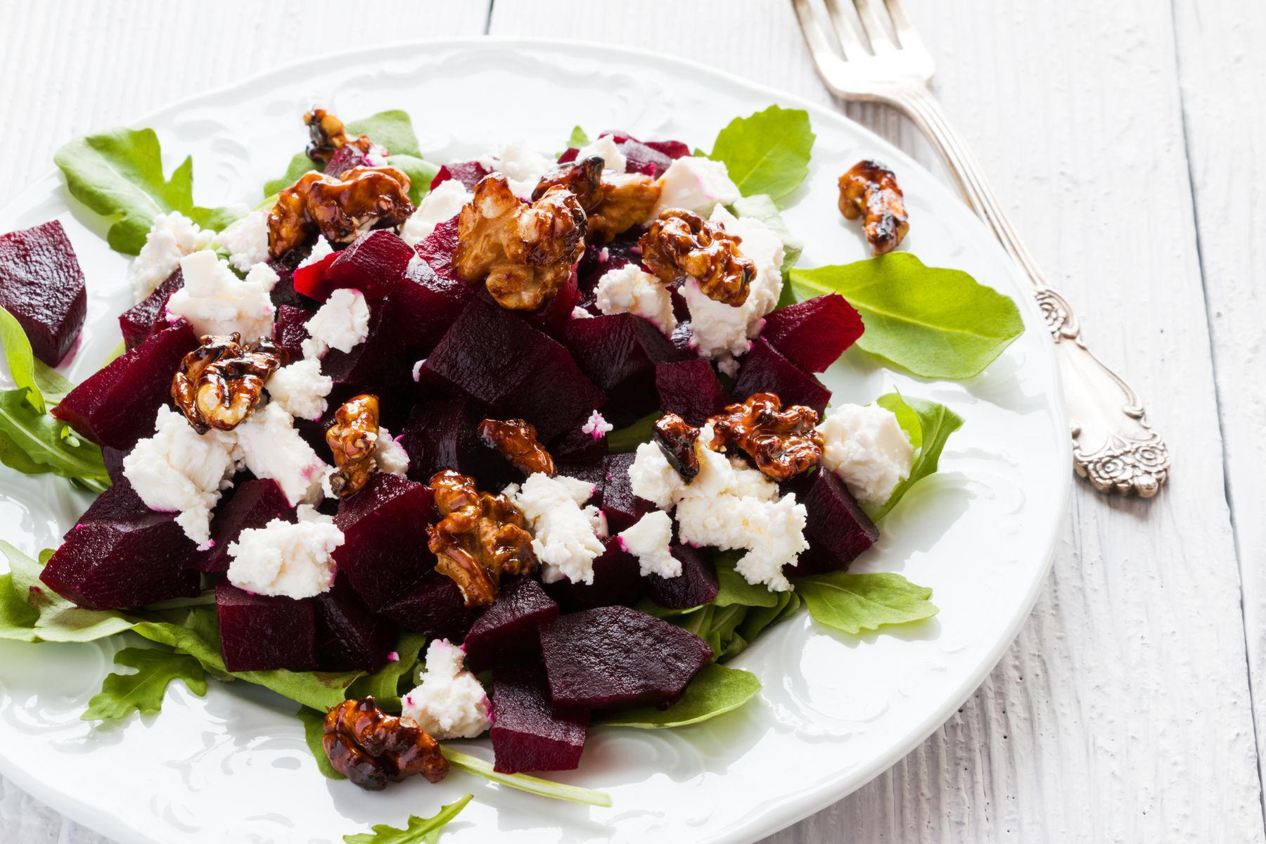Roasted beet salad with feta and walnuts
